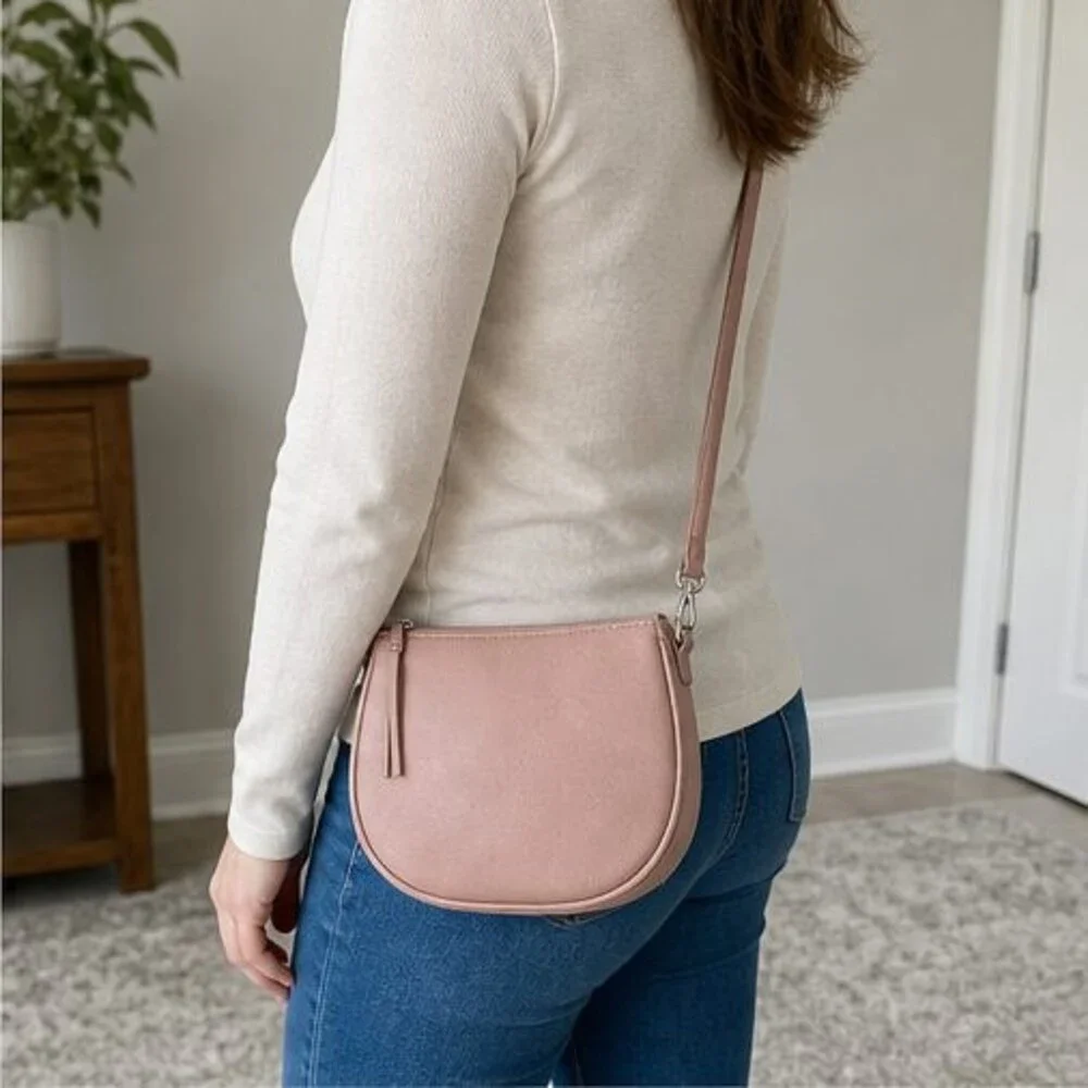 Gray Pebbled Crossbody Bag
